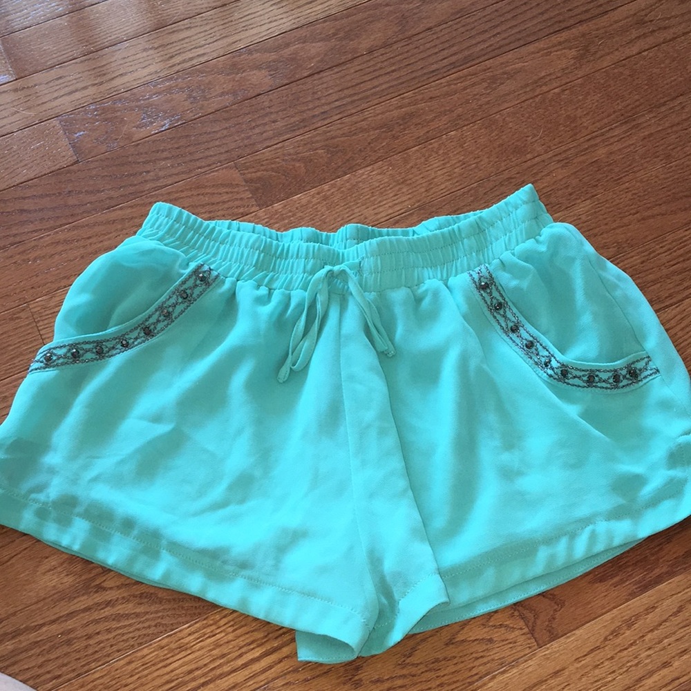 Teal jeweled shorts